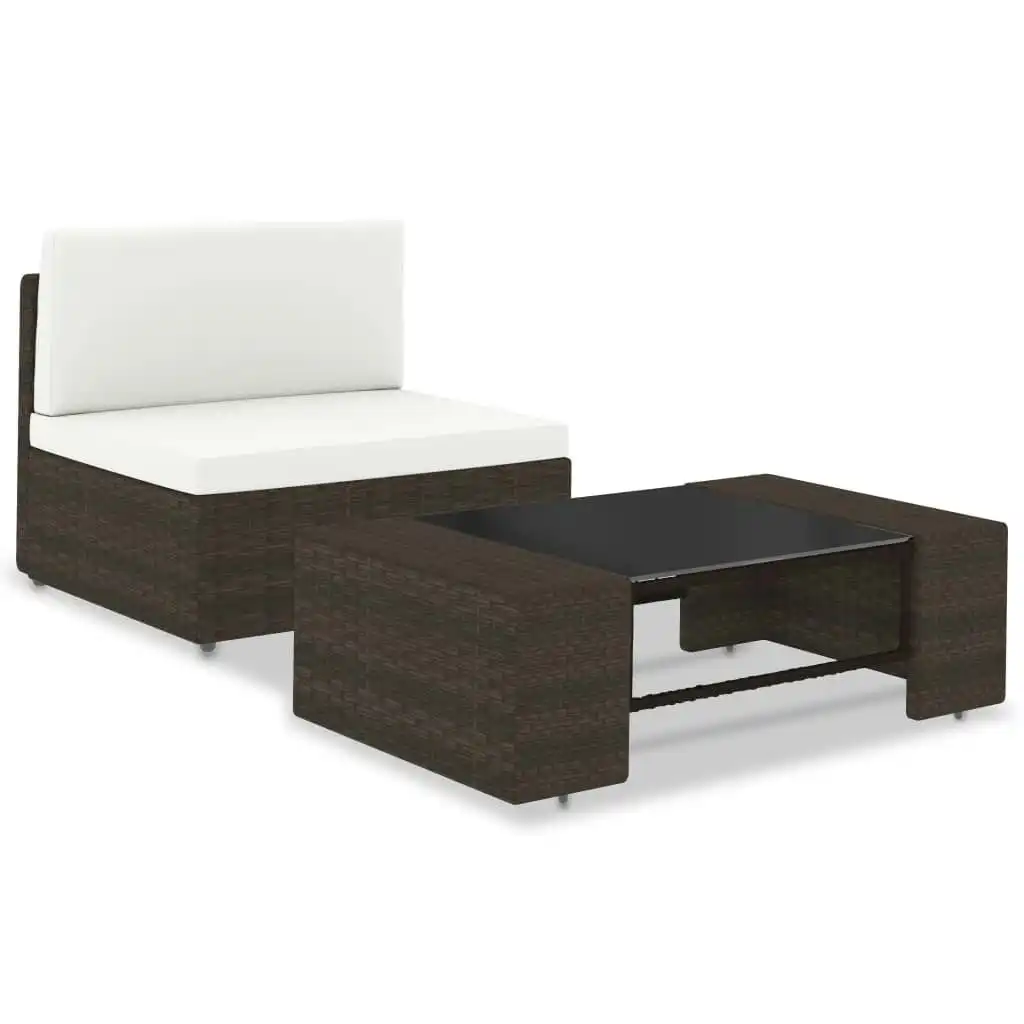 2 Piece Garden Lounge Set Poly Rattan Brown 49512