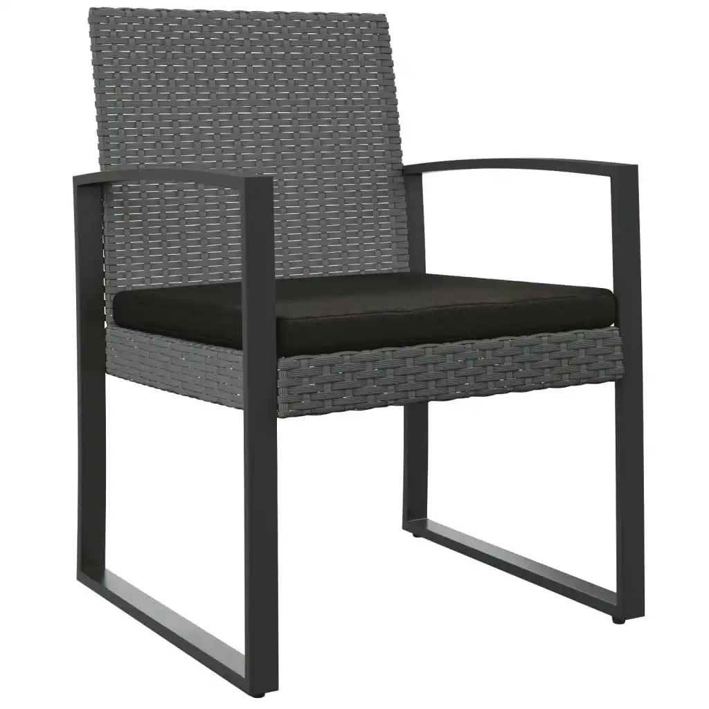 Garden Dining Chairs 2 pcs Dark Grey PP Rattan 360205