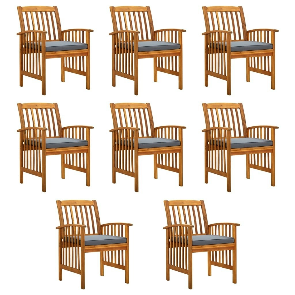 Garden Dining Chairs 8 pcs with Cushions Solid Wood Acacia 3120449