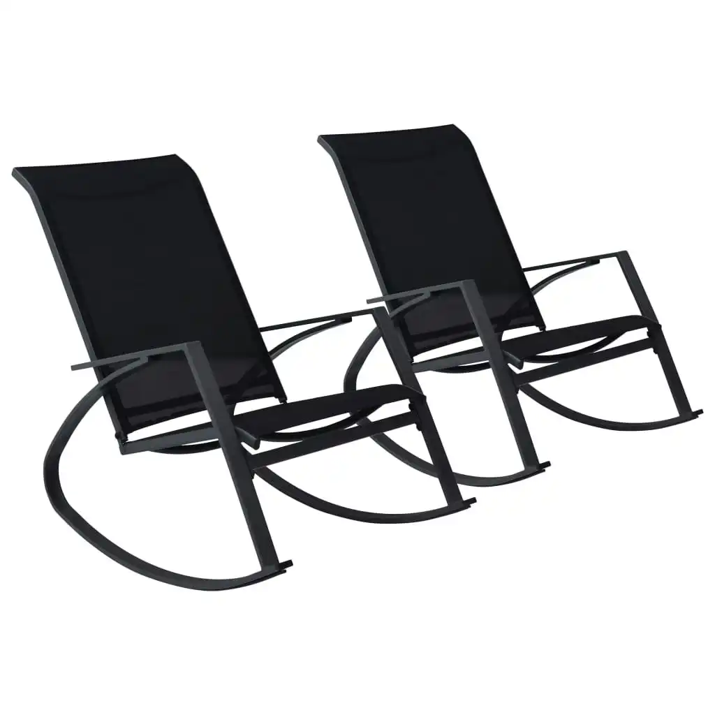 Garden Rocking Chairs 2 pcs Textilene Black 48123