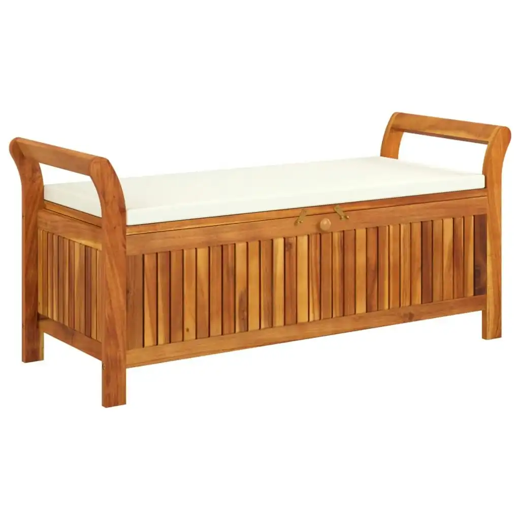 Garden Storage Bench with Cushion 126 cm Solid Wood Acacia 319715