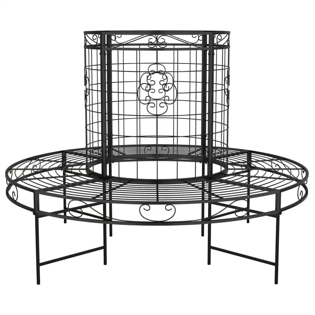 Round Tree Bench ÃƒËœ137 cm Black Steel 318822