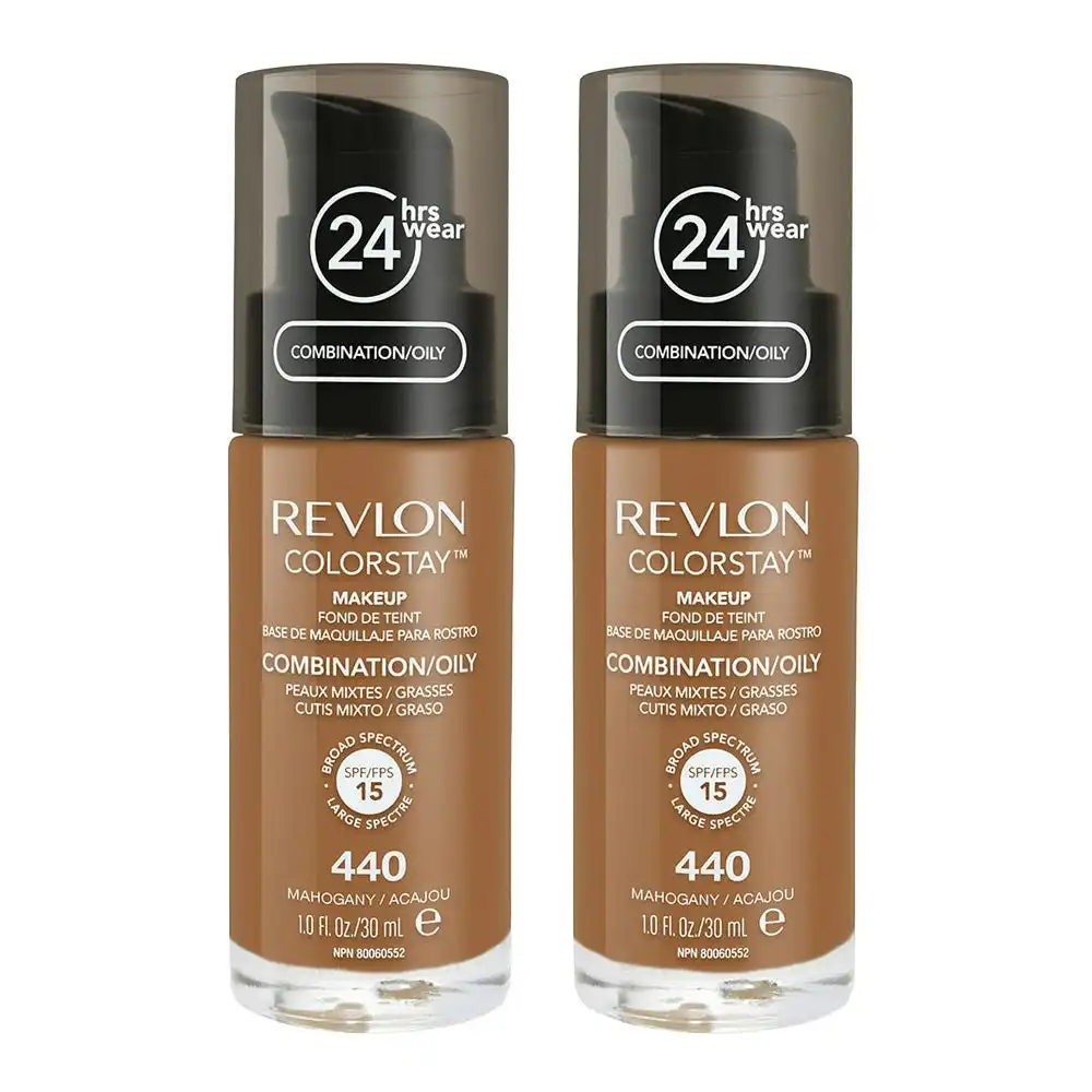 Revlon Colorstay Makeup Combination/ Oily Skin 30ml 440 Mahogany - 2 Pack