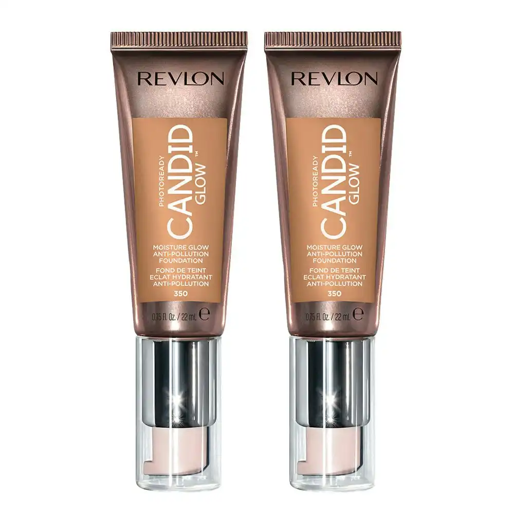 Revlon Photoready Candid Glow Moisture Glow Foundation 22ml 350 Natural Tan - 2 Pack