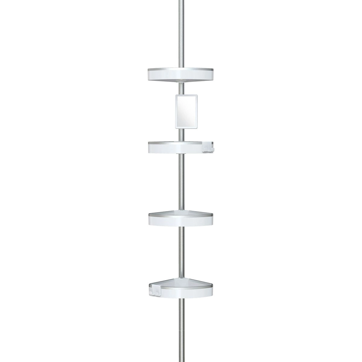 Better Living HiRise 4 Tension Shower Caddy with Mirror - White/Aluminium