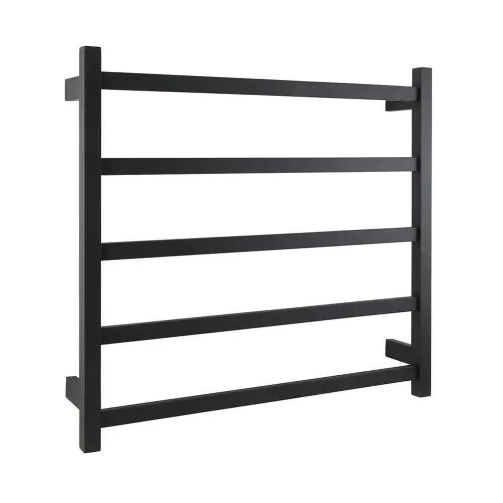 Aguzzo Ezy Fit Dual Wired Flat Tube Heated Towel Rail 75 x 70cm - Matte Black