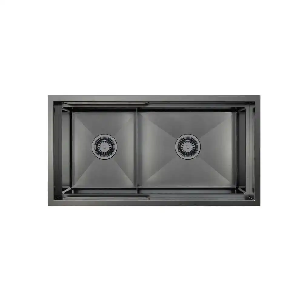 Higold Piniz 82cm 1 & 1/2 Bowl Workstation Kitchen Sink - PVD Gunblack