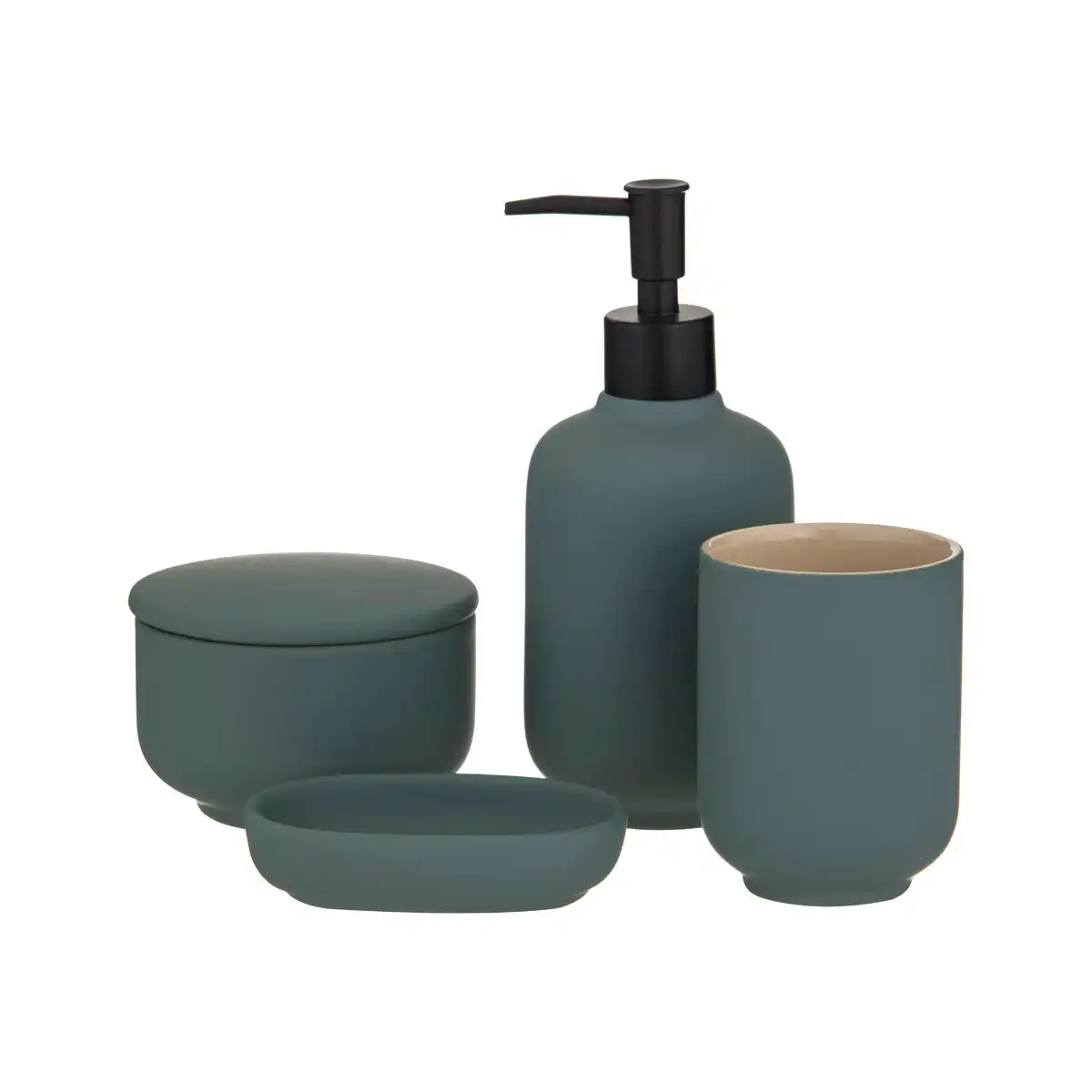 Academy 4 Piece Becket Bathroom Set - Green/Black