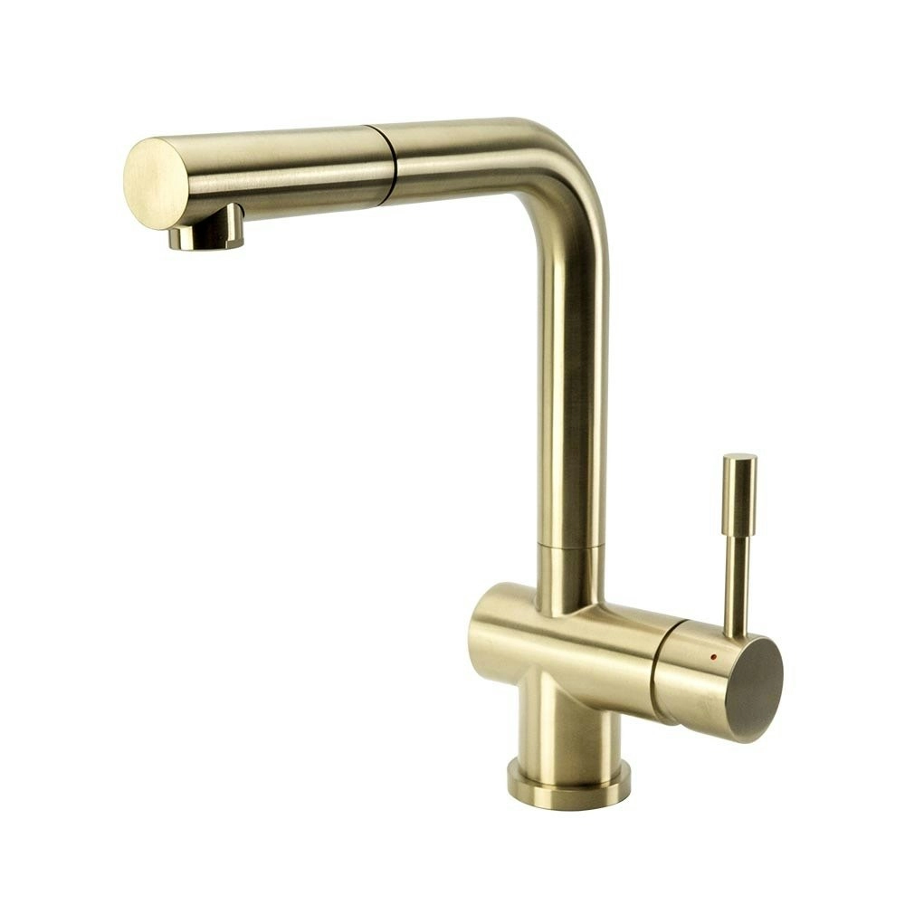 Swedia Sigge Stainless Steel Kitchen Mixer Tap With Pull-Out - Brushed Brass