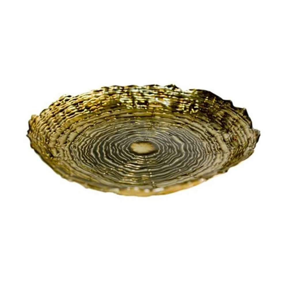 SSH Collection Urchin 40cm Wide Glass Plate - Black and Gold