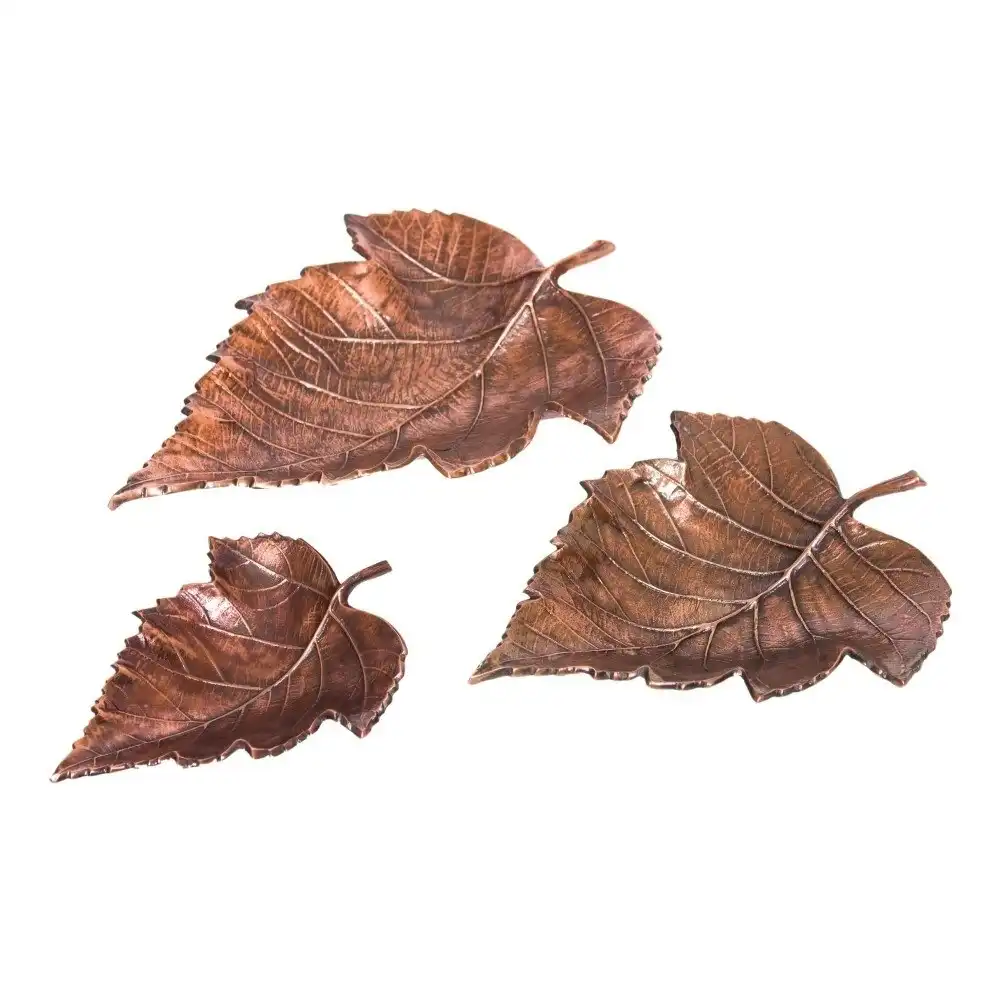 Set of 3 SSH Collection Maple 24 34 and 43cm Long Decorative Leaves - Copper