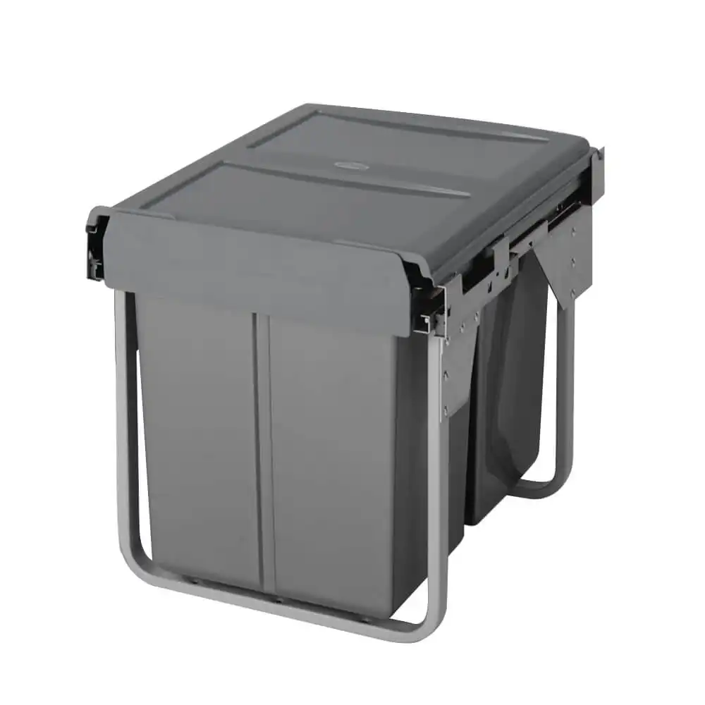 Elite Domestique 40L Twin Slide Out Bottom Mounted Concealed Waste Bin (for 45cm cupboard) - includes Door Bracket