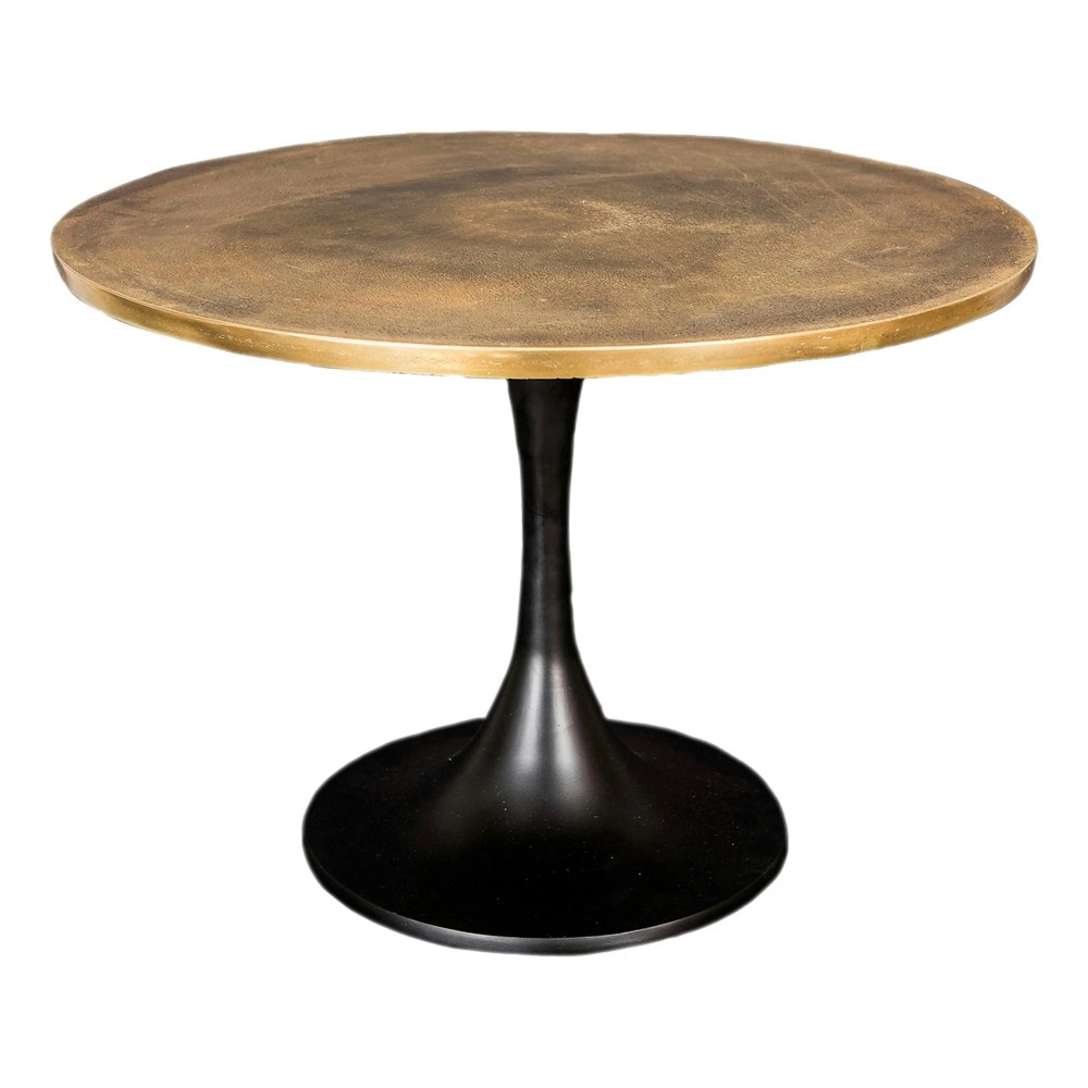 SSH Collection Cafe 61cm Wide Round Coffee Table - Black Base with Brass Top