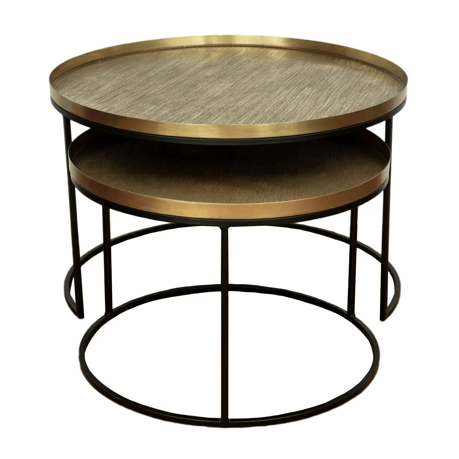 Set of 2 SSH Collection Horizons 61 and 76cm Wide Nesting Round Coffee Tables - Brass