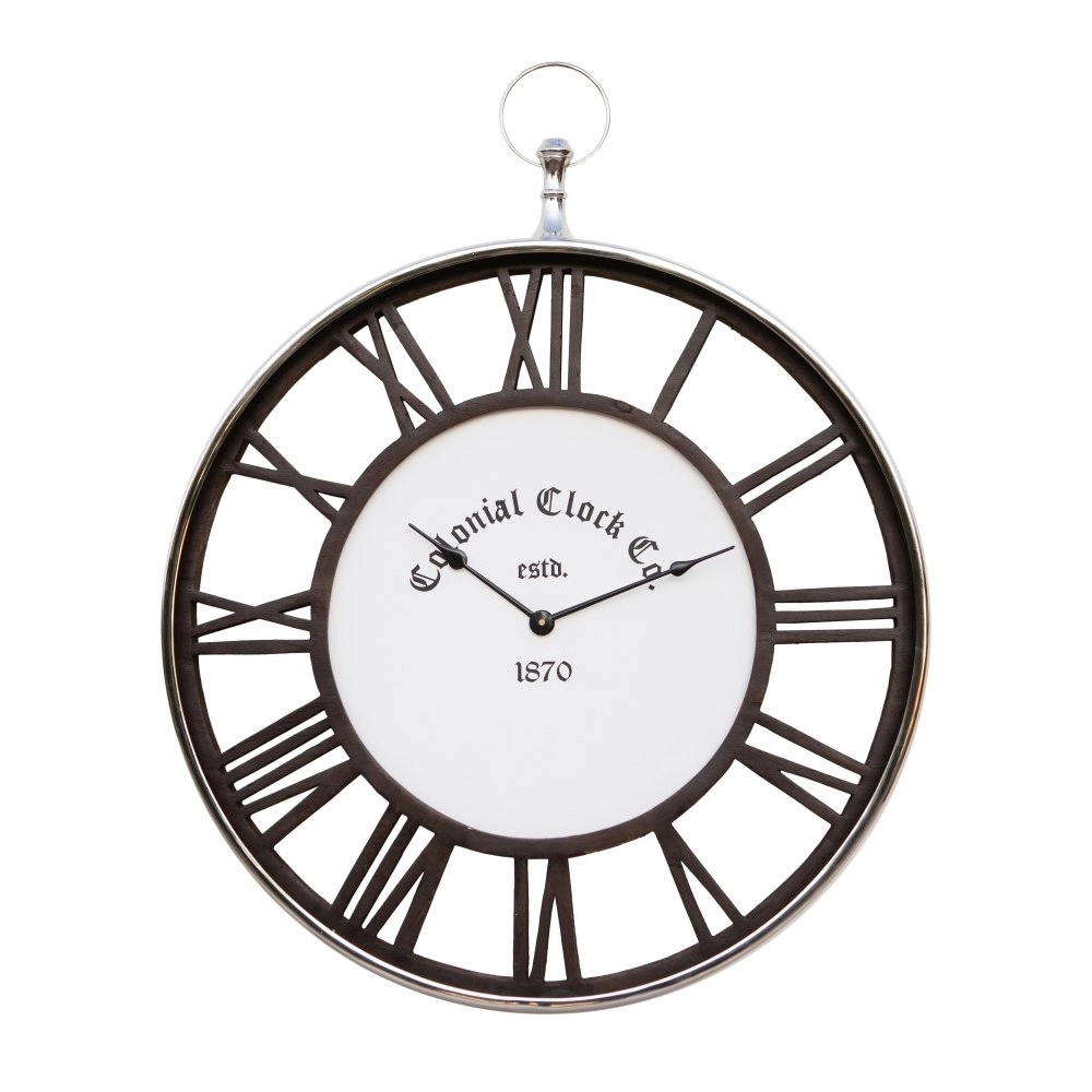 SSH Collection Colonial Clock Co 60cm Dark Wood Wall Clock