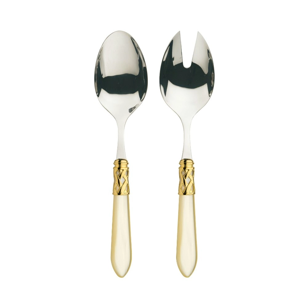 Bugatti Aladdin Gold Plated 2 Piece Salad Set - Ivory