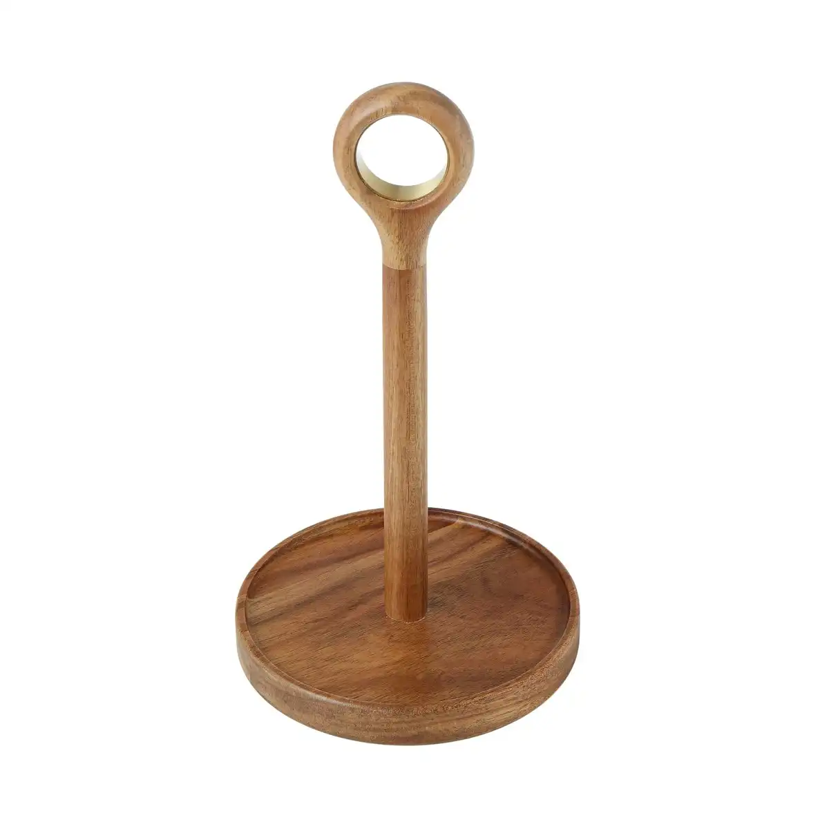 Davis & Waddell Acacia and Brass Paper Towel Holder - Natural