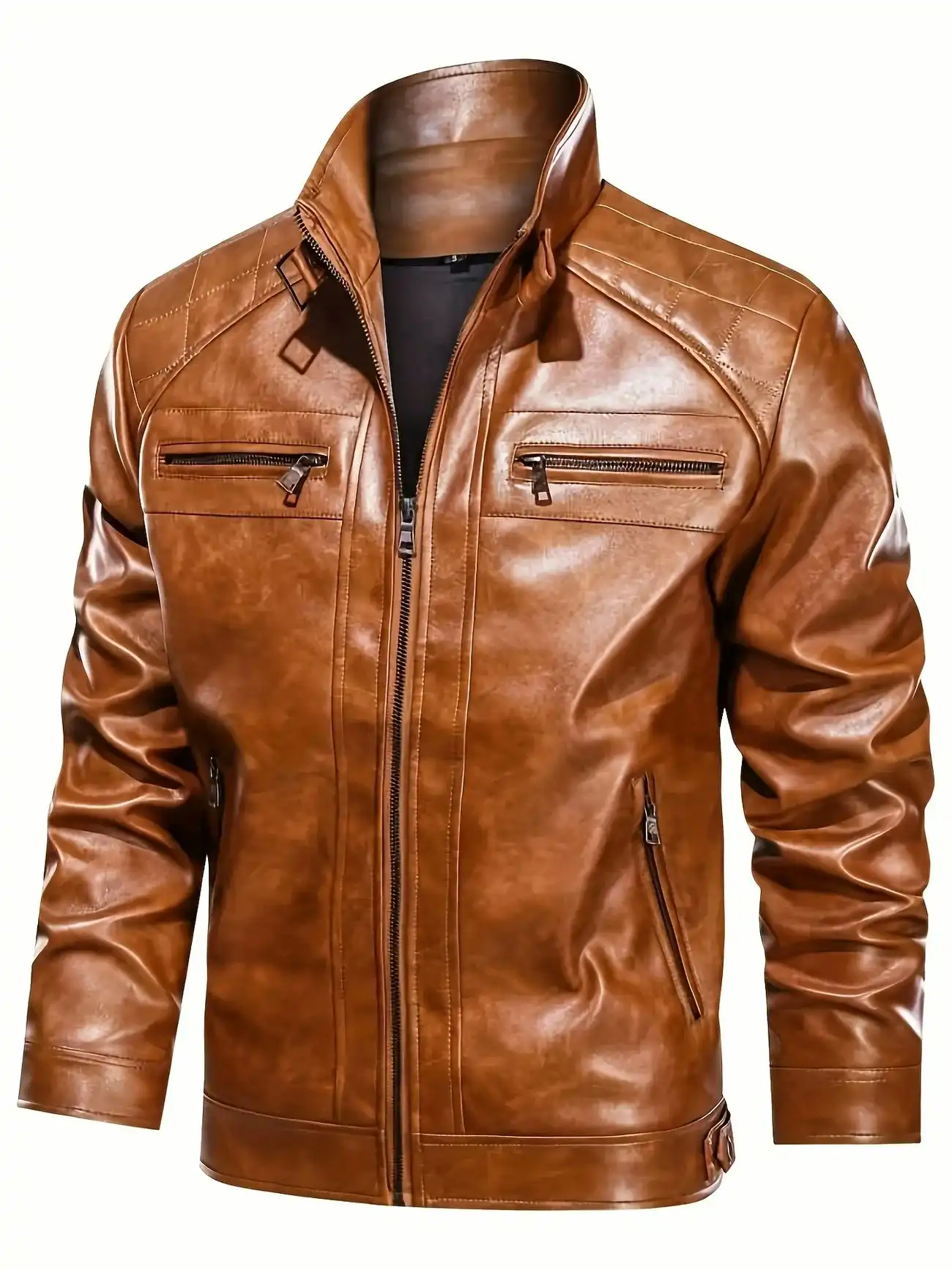 Men's Biker Brown Leather Jacket