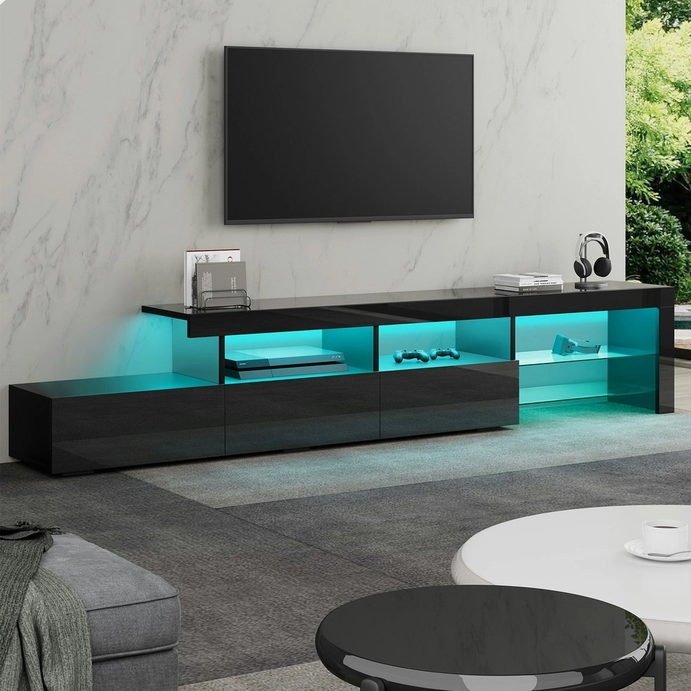 Alfordson Entertainment Unit 220cm LED Black