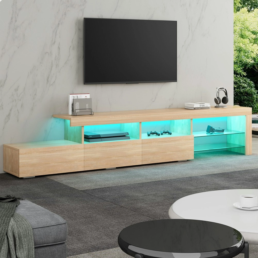 Alfordson Entertainment Unit 220cm LED Oak