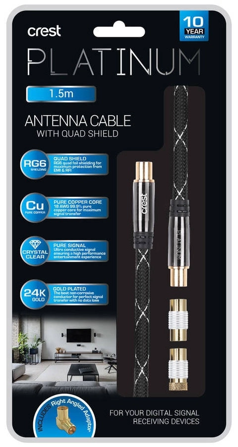 Crest Ultimate Antenna Cable with Quad Shield - 1.5m