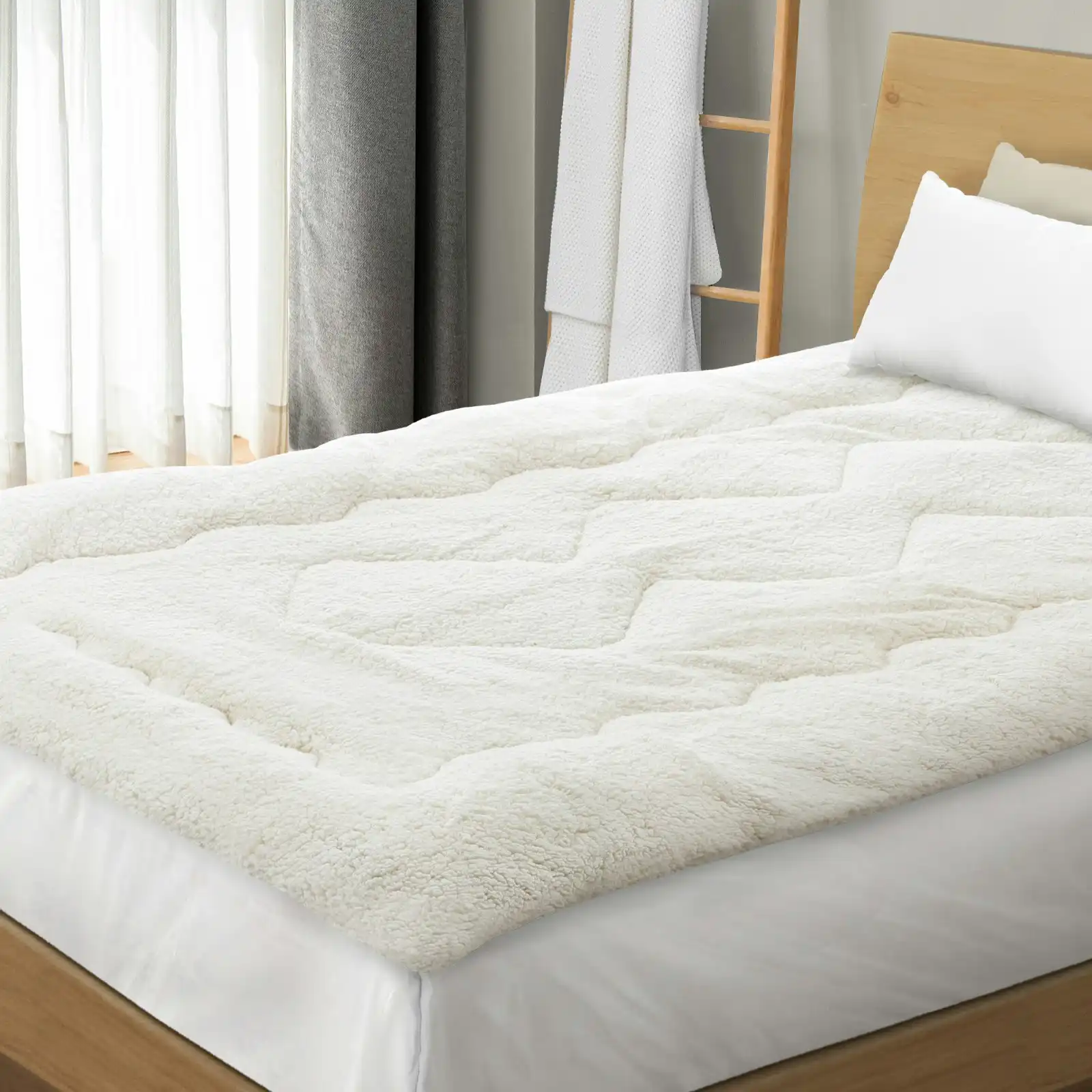 Bedra Sherpa Fleece Mattress Topper Single Reversible