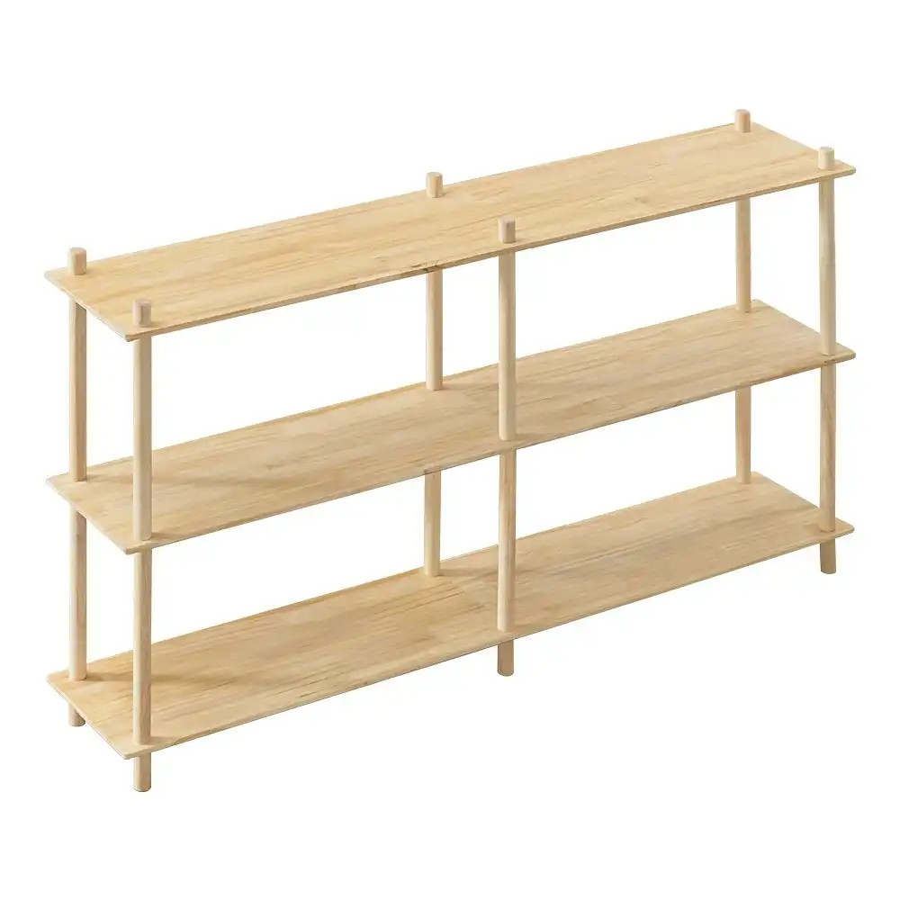 Furb 160CM 3-Tier Rubber Wood Wooden Storage Organizer Stand Shelves Oak