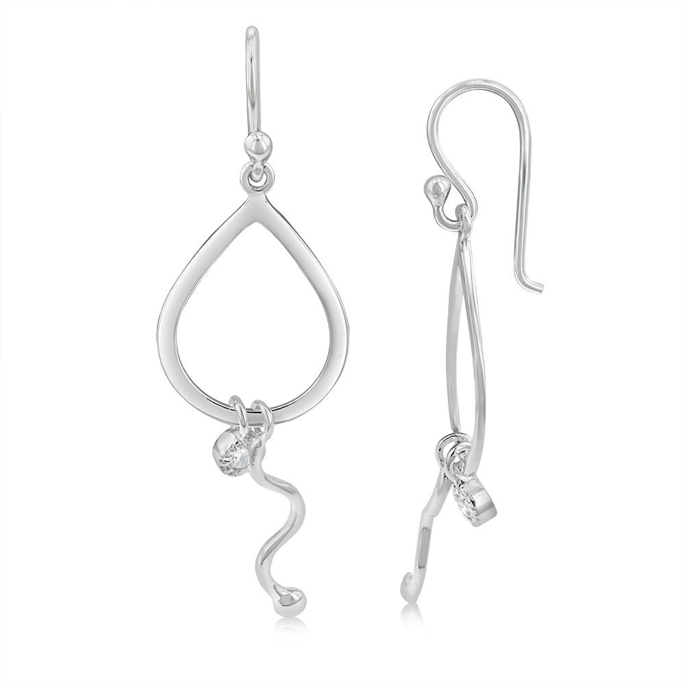 Sterling Silver Cubic Zirconia Pear Drop Earrings