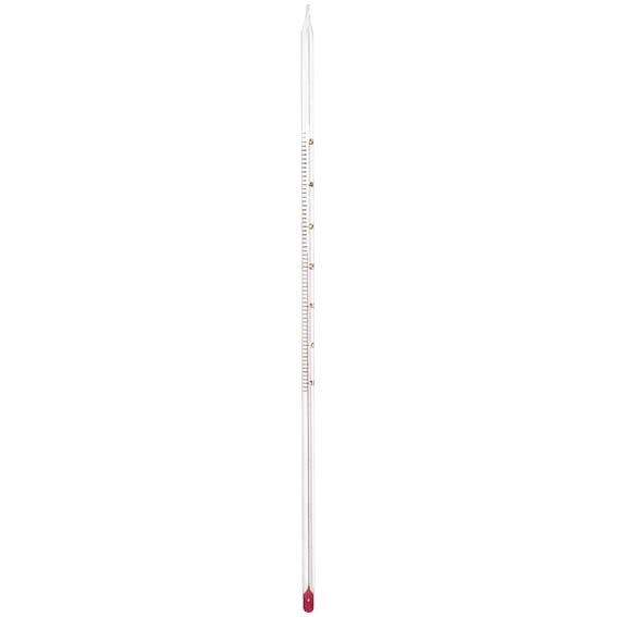 Brannan Laboratory Thermometers, 76mm Immersion +/-0.5degC @ 35degC, Red Spirit, 305(L) mm, Division 0.5degC, -10 to +50degC, Each