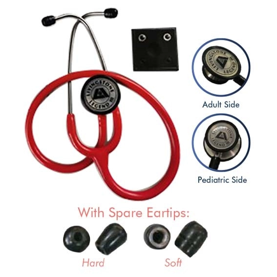 Livingstone Cardiology Legend 3 Combo-Head Adult and Paediatric Dual Head Chest Piece Stethoscope Highest Acoustic Sensitivity Red