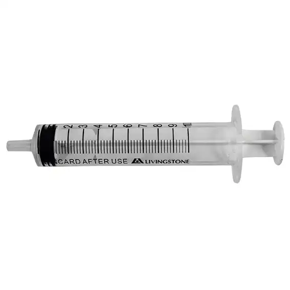 Livingstone Syringe, 10ml, Luer Slip Tip, Concentric Nozzle, Latex Free, Hypoallergenic, Non-Sterile, Loose x1704