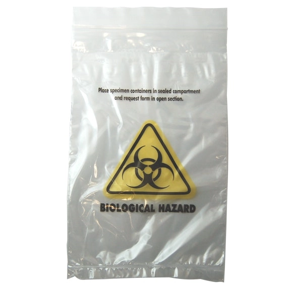 Livingstone Biohazard Specimen Bag, 16 x 25.5cm, 3-Ply, 2 Compartments, 2-Ply 45 Microns, 1-Ply 32 Microns, 2000/Carton