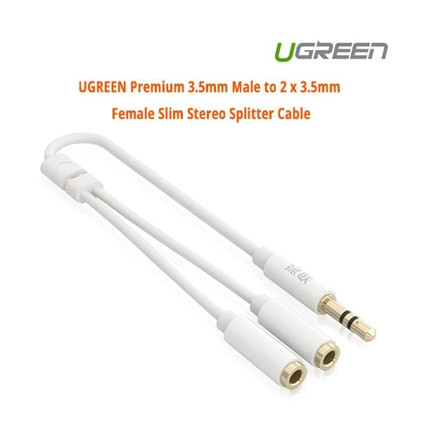 UGREEN Premium 3.5mm Male to 2 x 3.5mm Female Slim Stereo Splitter Cable (10739)