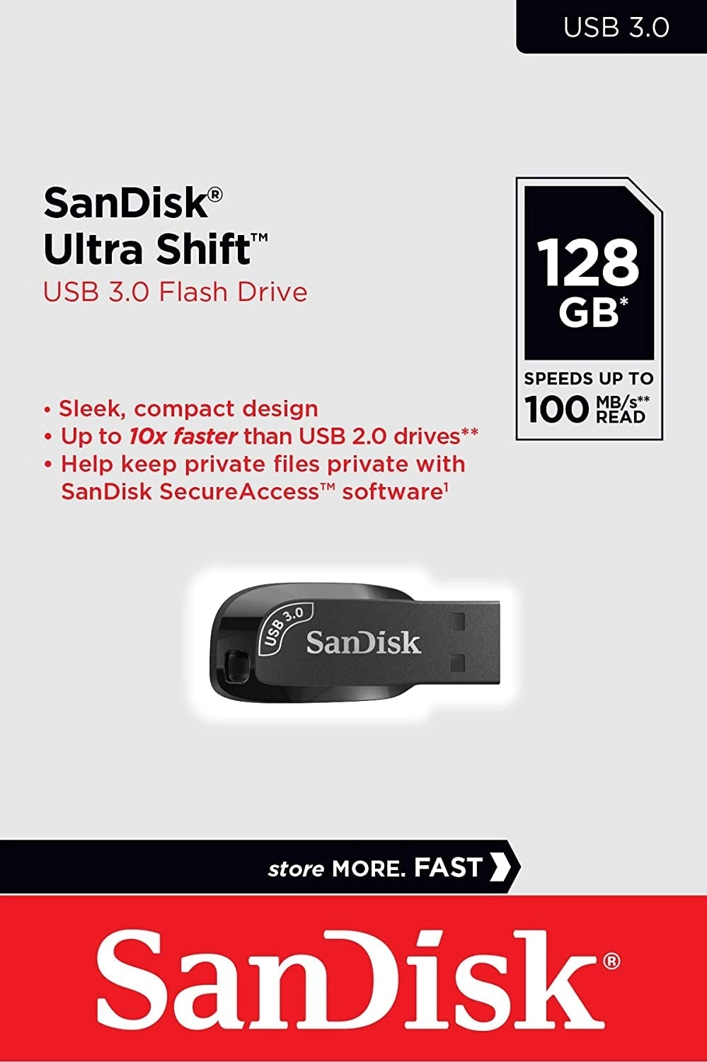 SanDisk  128GB Ultra Shift  USB 3.0 Flash Drive SDCZ410-128G-G46