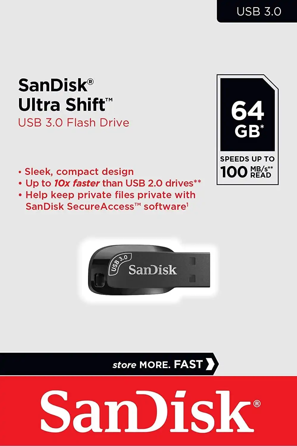 SanDisk  64GB Ultra Shift  USB 3.0 Flash Drive SDCZ410-064G-G46