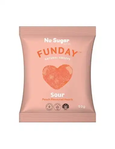 Funday Sour Peach Hearts 50g x 12