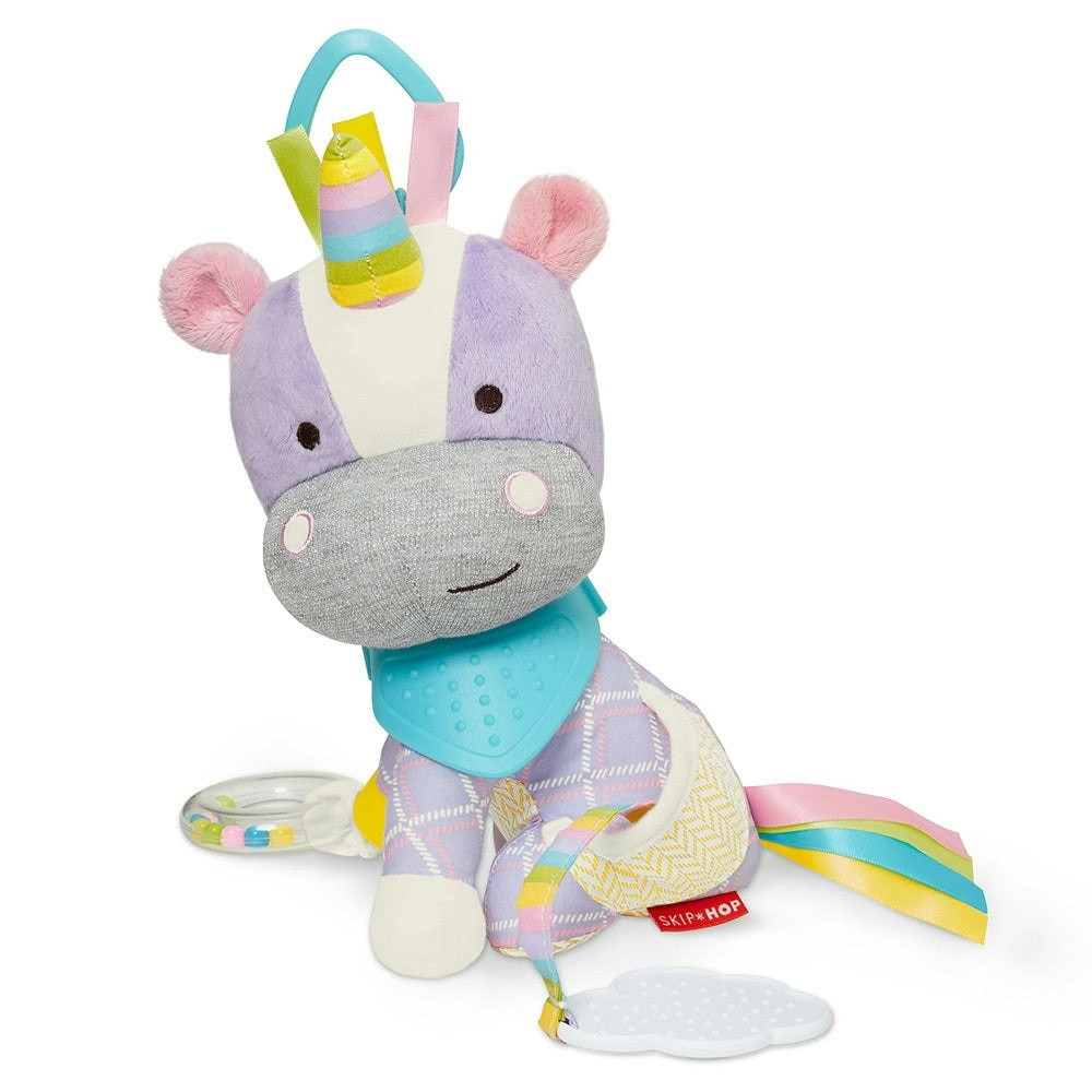 Skip Hop Soft Textured Bandana Buddies Stroller Toy Teether Unicorn With Rattle Ring