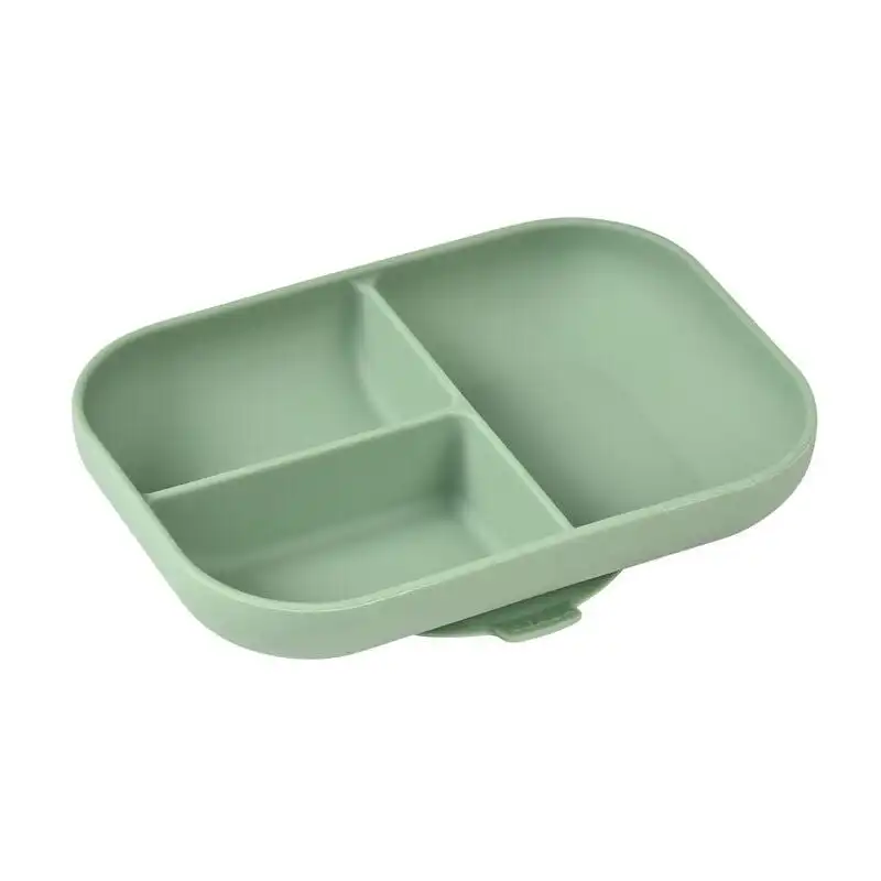 Beaba Silicone Baby Toddler Feeding Suction Divided Plate - Sage Green