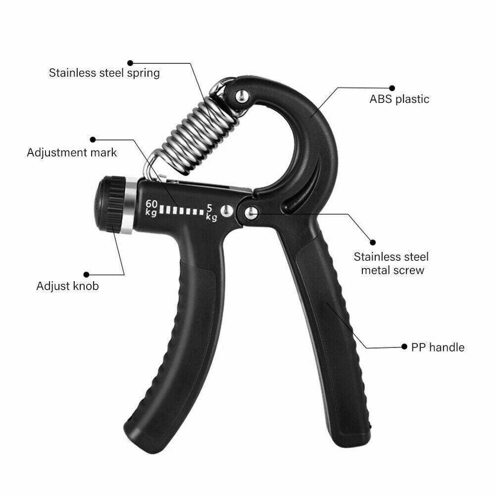 5-60Kg Adjustable Power Hand Grip Forearm Exerciser Gripper Strengthener Trainer