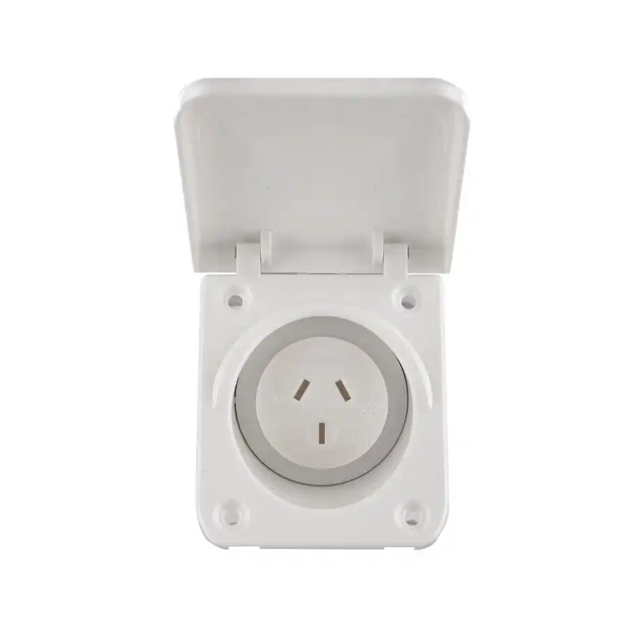 15A Amp RV Caravan Power Outlet 240V Motor Home Socket White