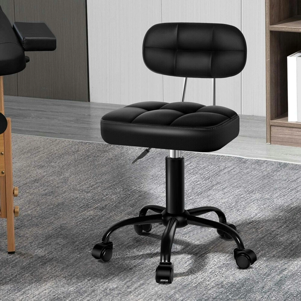 Alfordson Salon Stool Backrest Swivel Barber Hair Dress Chair Tufan All Black