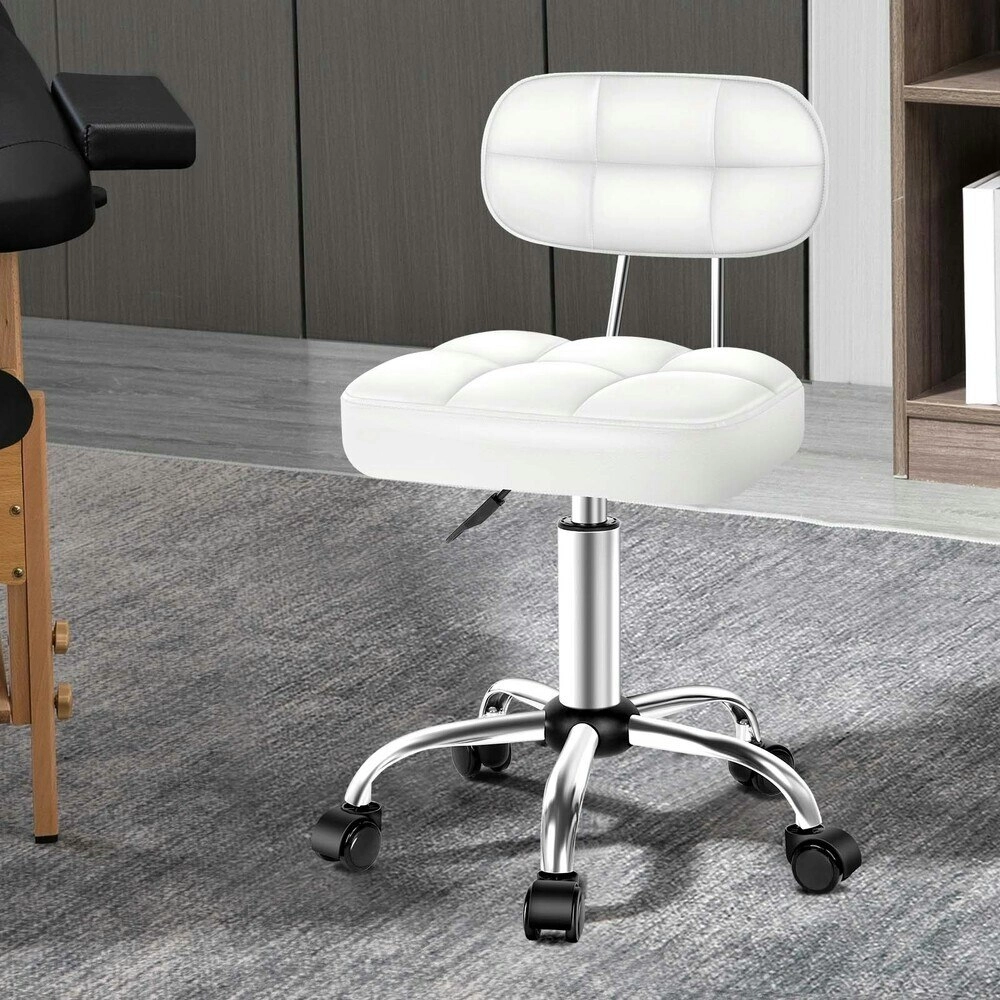 Alfordson Salon Stool Backrest Swivel Barber Hair Dress Chair Tufan White