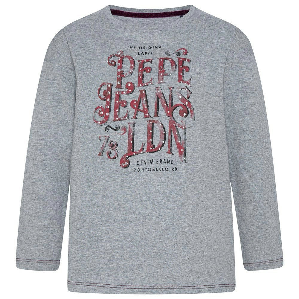 Pepe Kids Pepe Jeans Girls Malvina Long Sleeve T-shirt In Grey