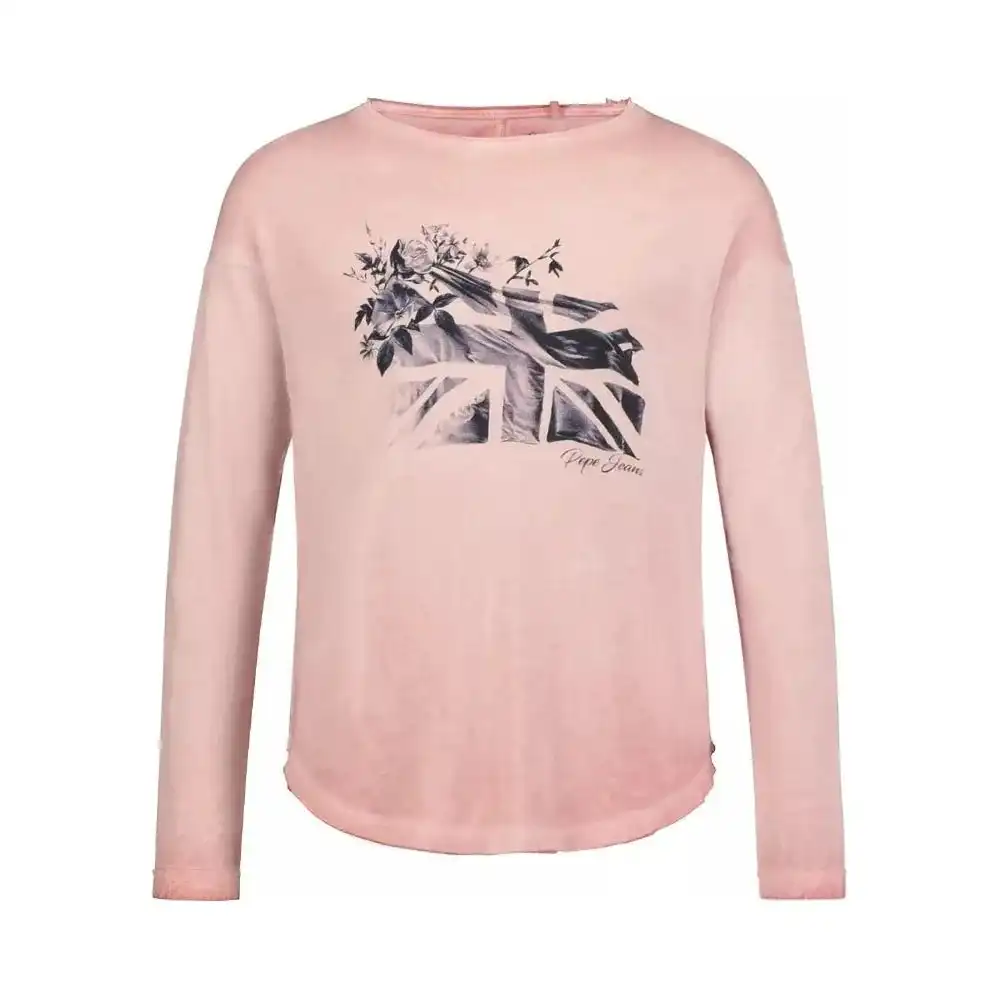 Pepe Kids Pepe Jeans Girls Union Jack Long Sleeve T-shirt Rose Pink