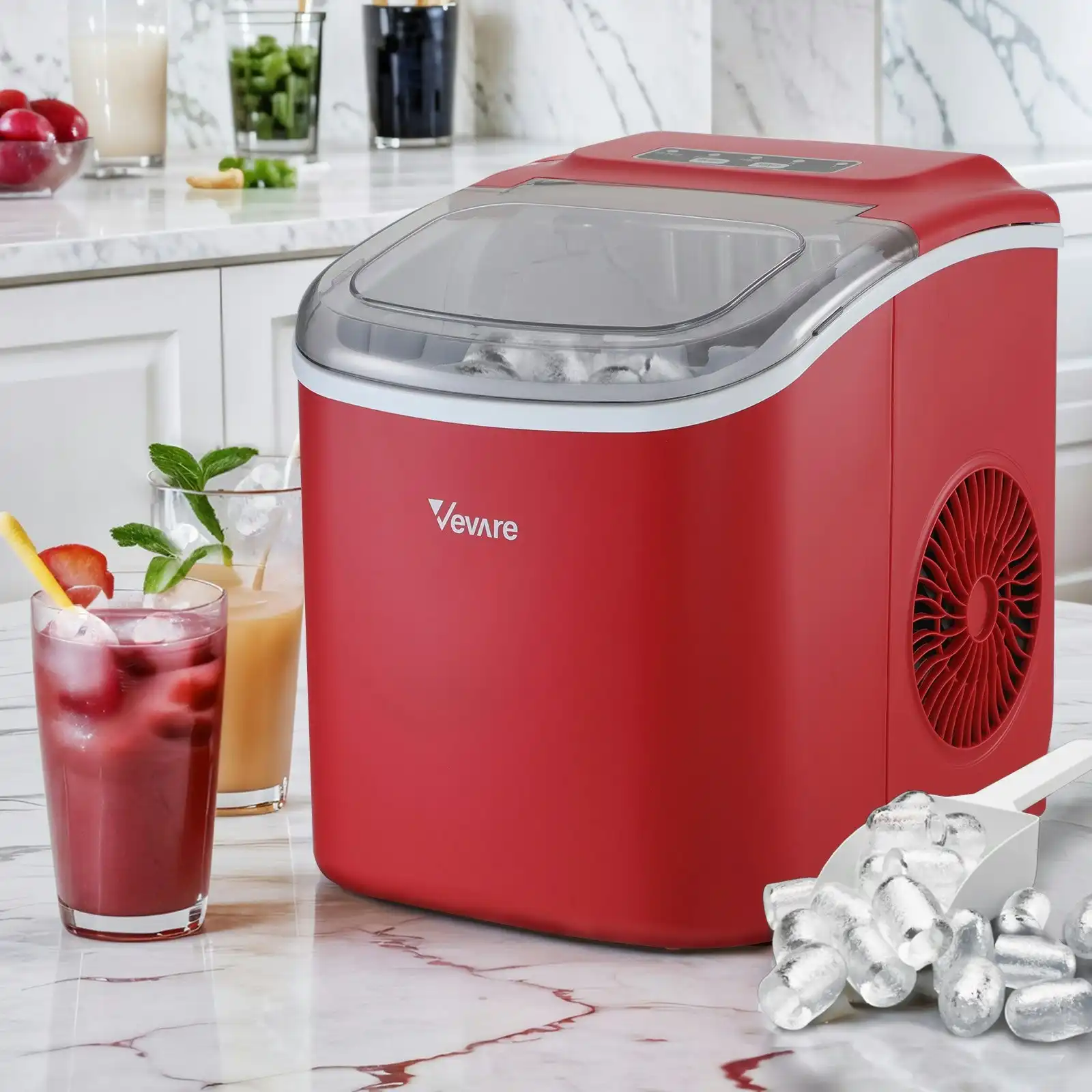 Vevare Portable Ice Maker Machine Red