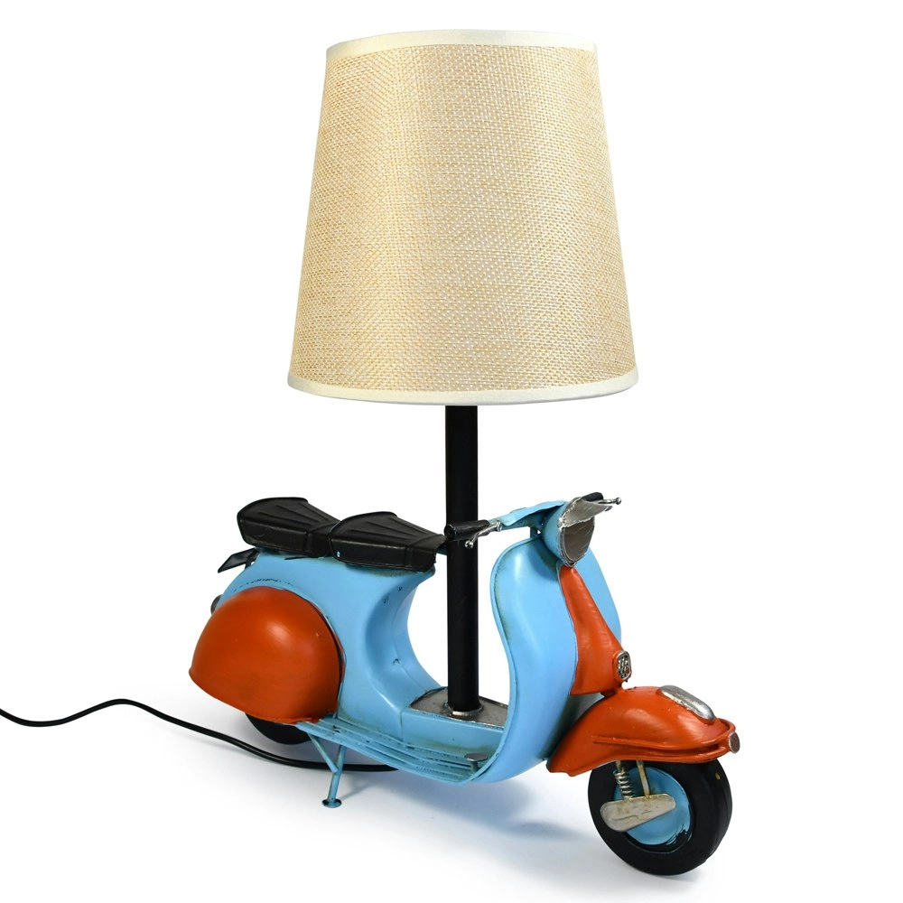 Auto Petit USB LED Desk/Table Lamp Scooter 29x34cm Retro Home Décor Blue/Red