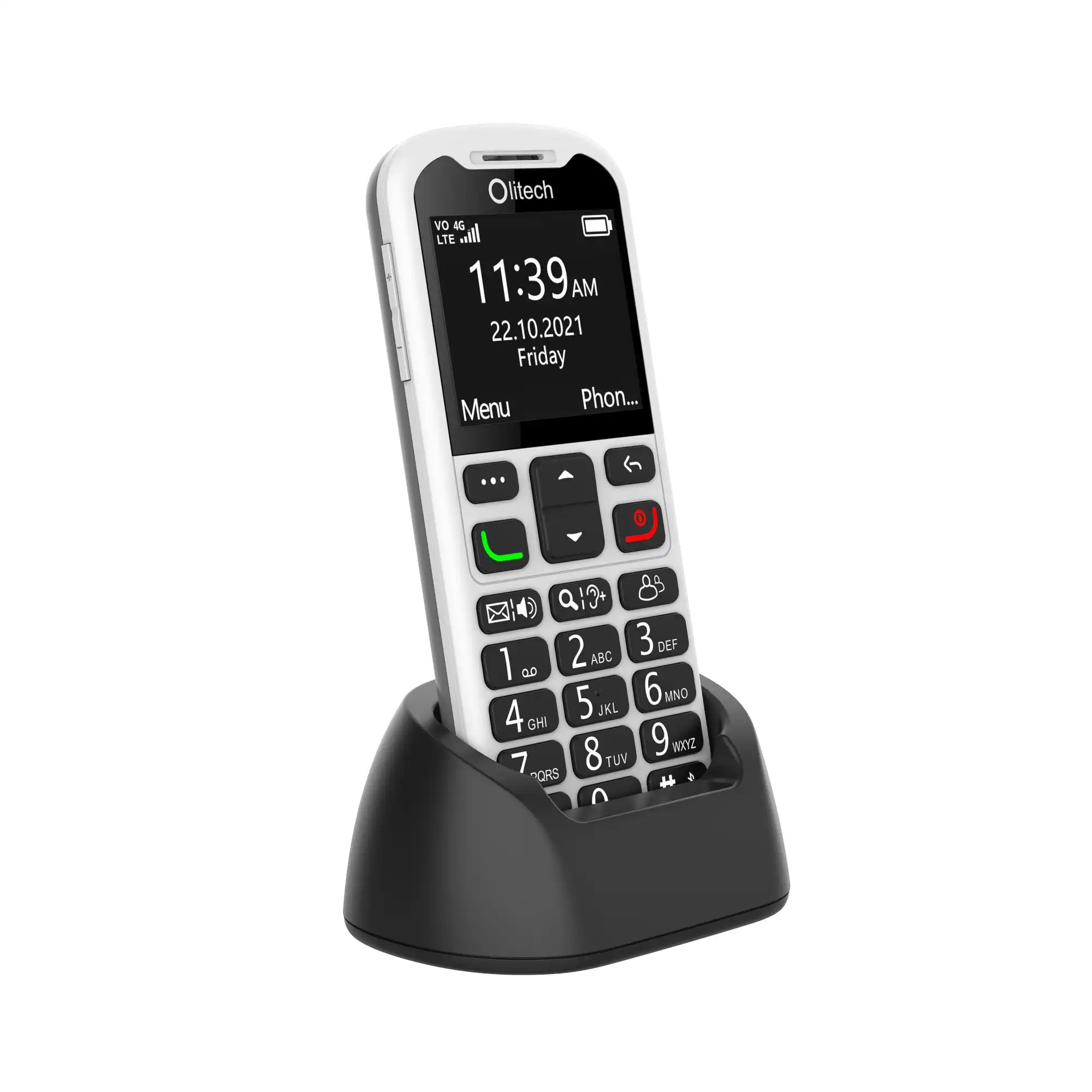 Olitech EasyMate2 Seniors 4G Phone Big Buttons GPS Location - Black/White