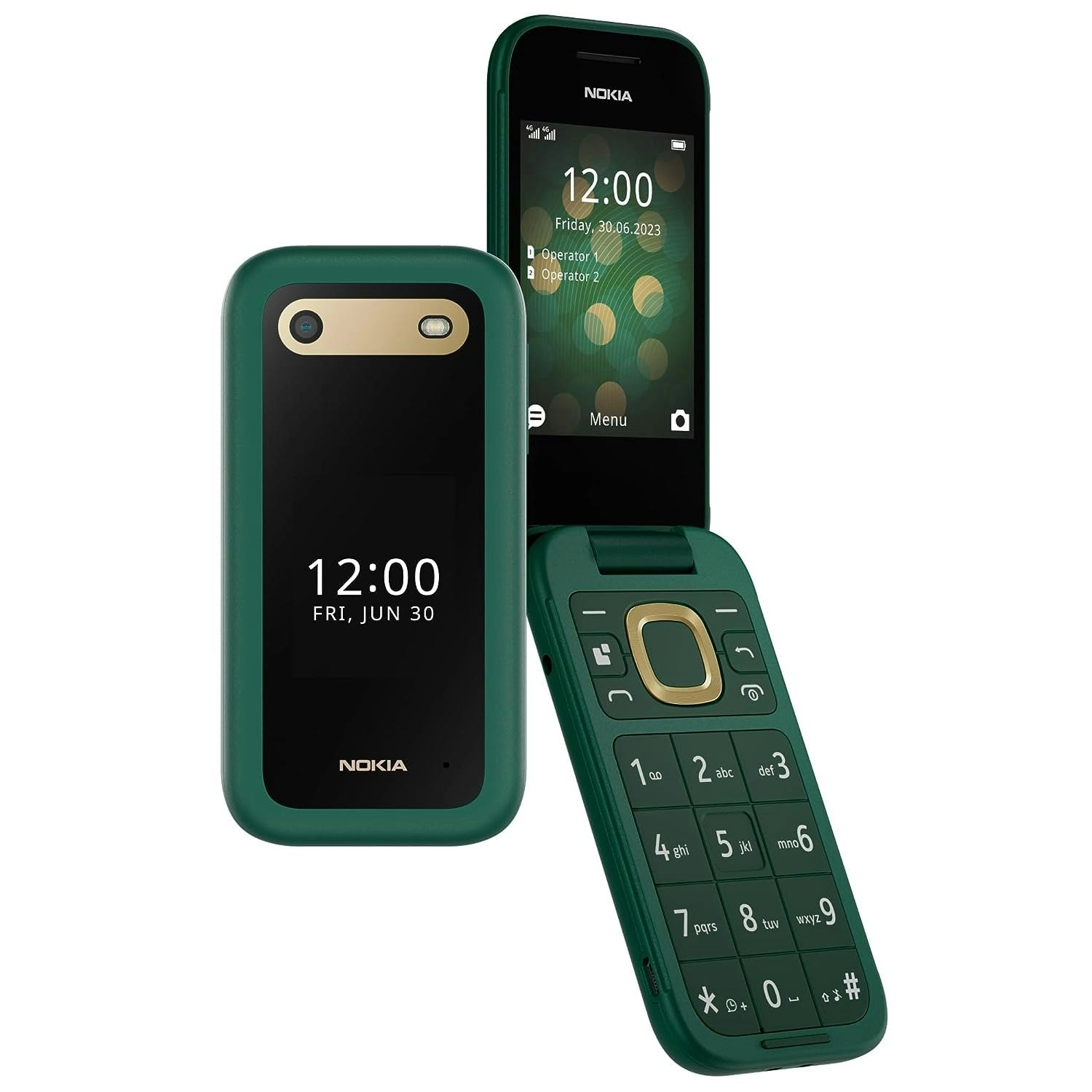 Nokia 2660 Dual SIM 4G FLIP BIG Button Phone Unlocked - Lush Green