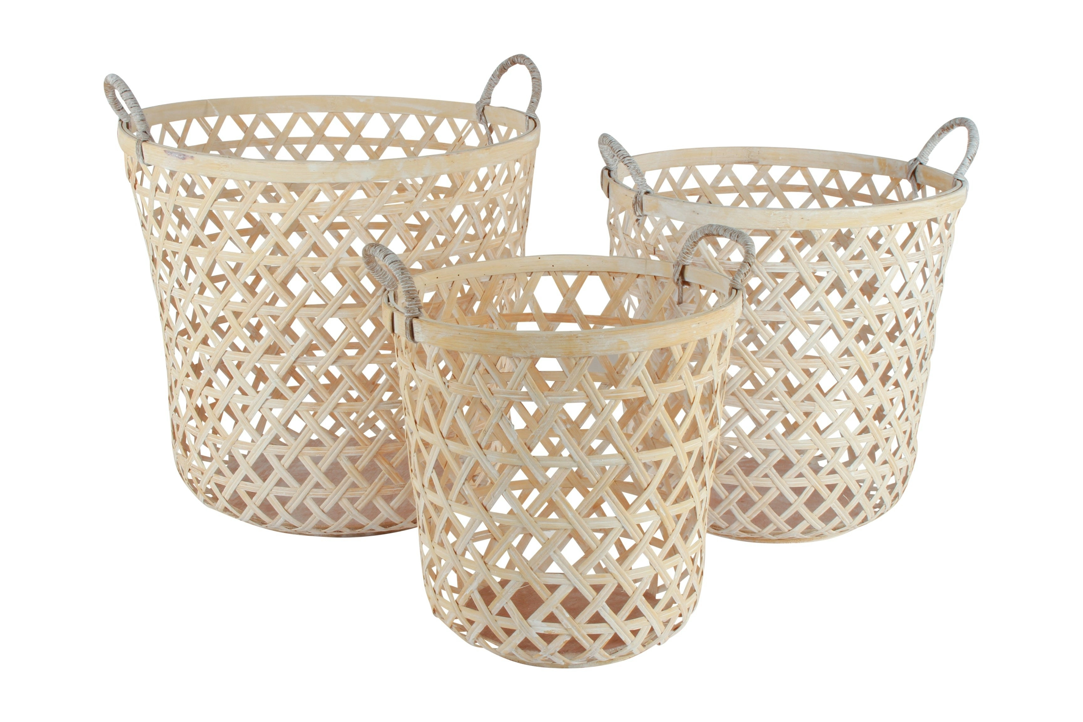 Hendrix Set Of 3 Baskets White Wash