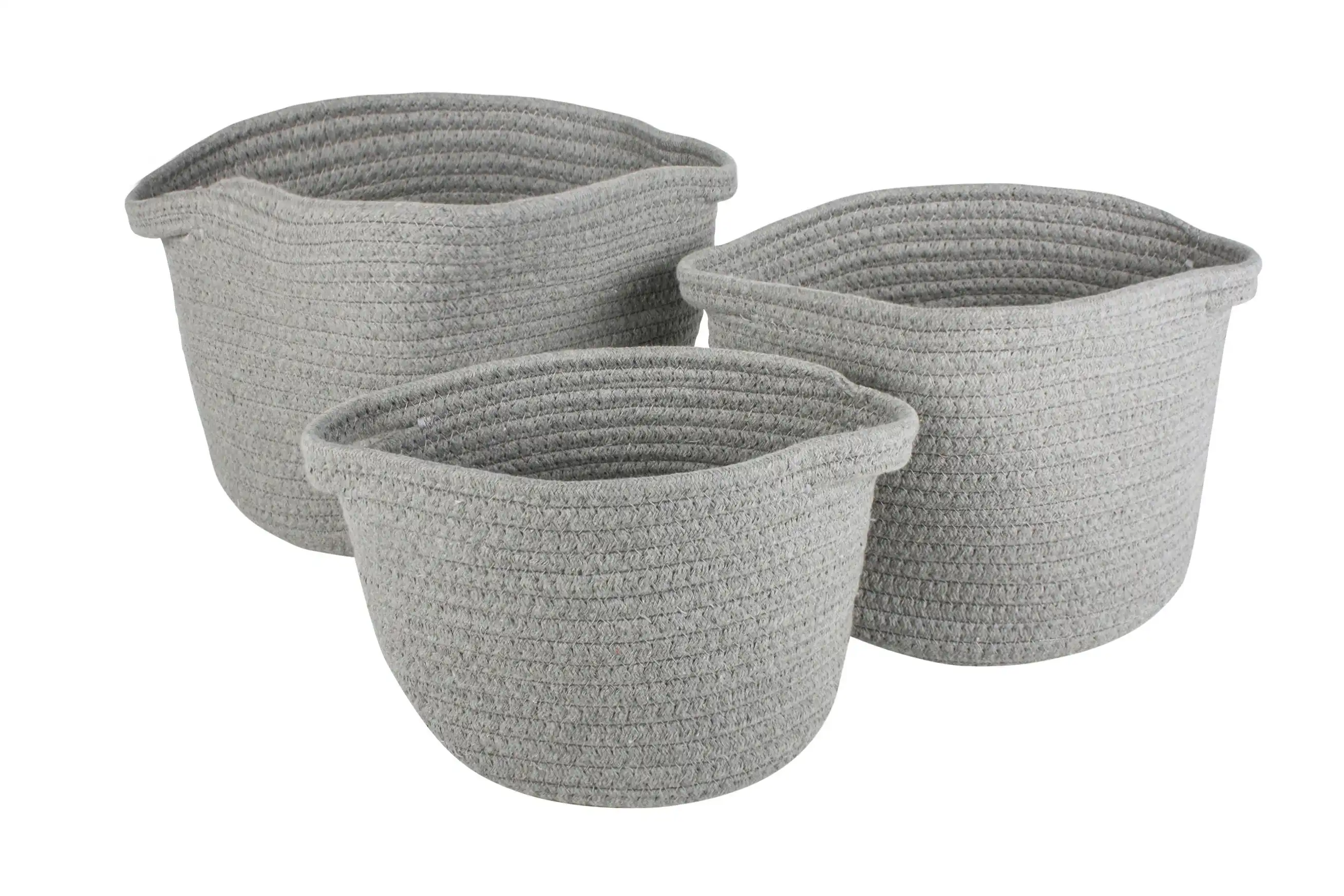 Set Of 3 Cotton Basket 3 Asst Colours